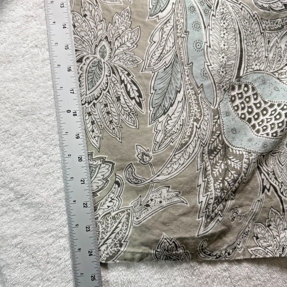 Bryn Walker Womnes Linen Top Jacket Tan Blue Paisley 3/4 Sleeve Button Up Sz Lg - Picture 9 of 15